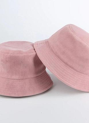 Панама вельвет розовая 2, унисекс
