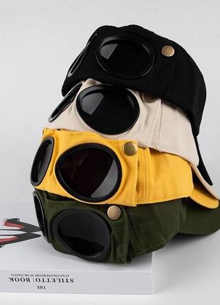 Кепка бейсболка hande made с маской солнцезащитные очки желтая 2, унисекс wuke one size2 фото
