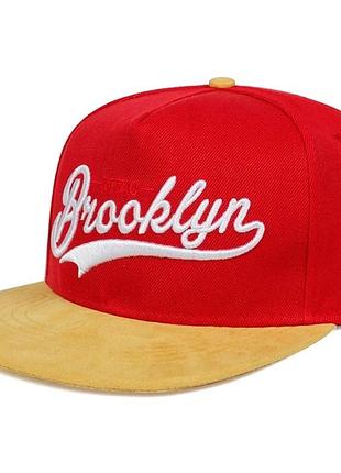 Кепка cнепбек brooklyn nyc с прямым козырьком красная, унисекс wuke one size