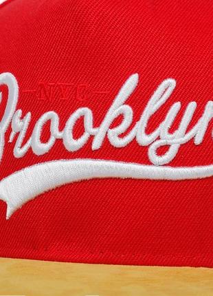 Кепка cнепбек brooklyn nyc с прямым козырьком красная, унисекс3 фото