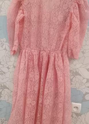 Очаровательное ажурное платье  розового цвета разм. 46-482 фото