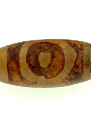 Бусина дзи 3 глаза натруральный камень 3 см коричневая (c2371)1 фото