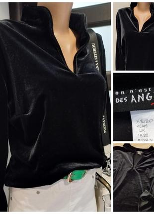 Велюрова чорна блузка сорочка кофточка