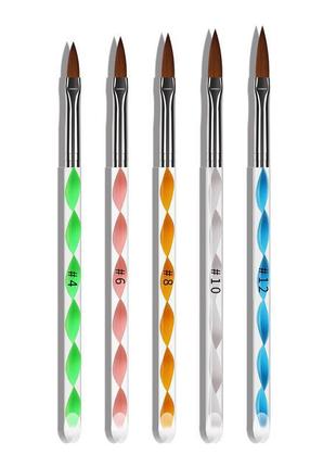 Набір 5 шт - конусна кисть для акрилу, кисті для нарощування нігтів - пензлики для акрилу