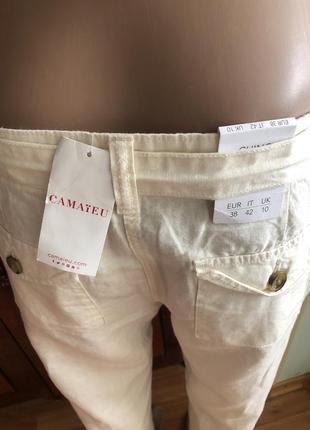 Женские льняные штаны chino camaïeu.4 фото