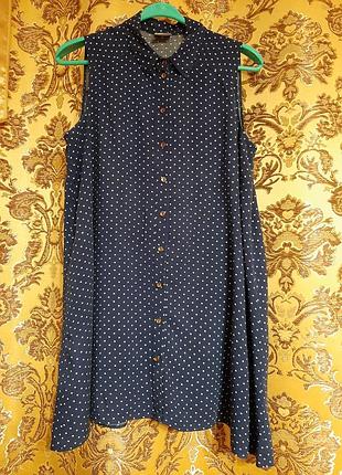 Блуза темно-синя в горошок