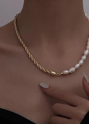 Жемчужное ожерелье с барочным натуральным пресноводным жемчугом