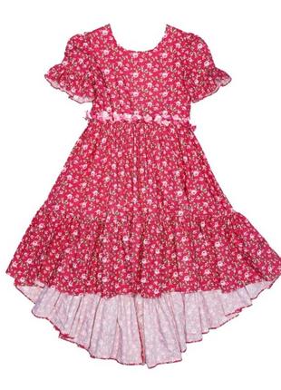 Нарядное летнее платье для девочки, фуксия
