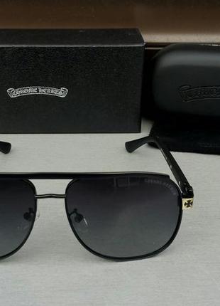 Chrome hearts очки мужские солнцезащитные черные с градиентом в черной оправе с золотом поляризированные3 фото