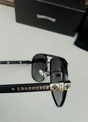 Chrome hearts очки мужские солнцезащитные черные с градиентом в черной оправе с золотом поляризированные6 фото