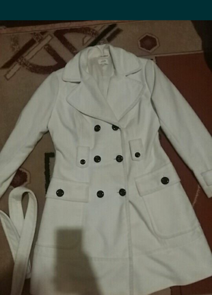 Белое пальто odjj размер 40 европейский