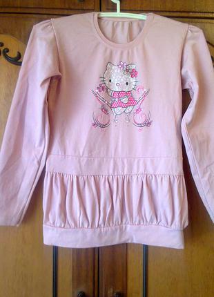 Футболка, кофточка, реглан на дівчинку 7-9 років.hello kitty. рост122-134 див.