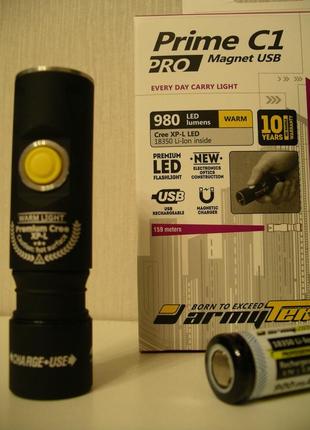 Ліхтар armytek prime c1 pro xp-l magnet usb (тепле світло) + 18350 li-ion