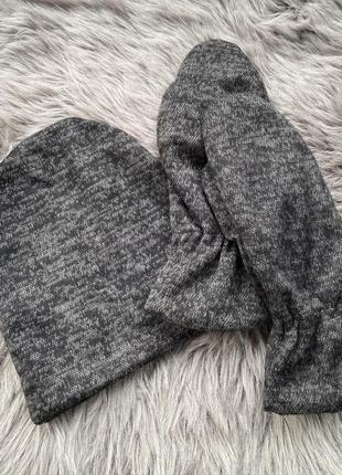 Набір шапка і теплі рукавиці з меланжевої ангори5 фото