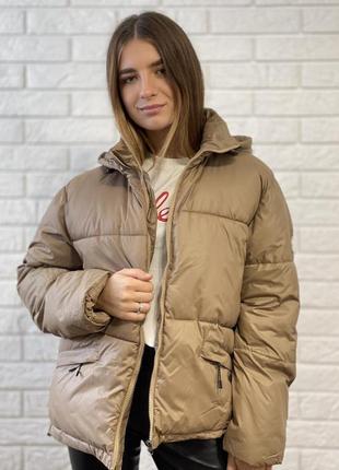 Коричневая женская куртка с капюшоном весення осення8 фото