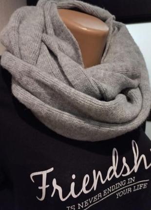 Мягкий стильный серый снуд шарф9 фото