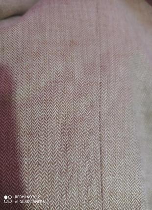Т19. льняной итальянский бежевый пиджак блейзер мужской натуральный лен лен ёлка5 фото