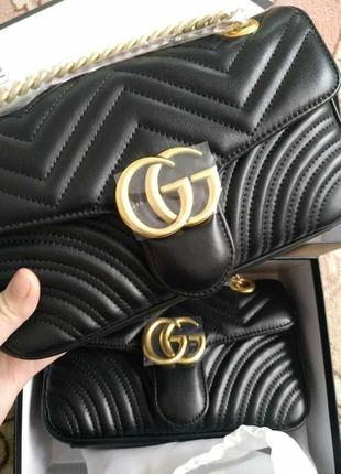 Сумка кожаная черная в стиле gucci💣💣💣