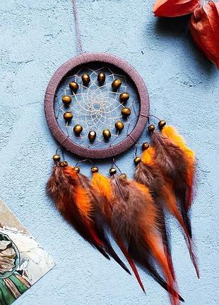 Коричневий натуральний ловець снів. ловець снів. амулет. декор для дому