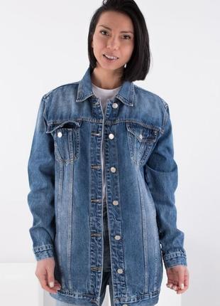 Стильная синяя джинсовая куртка джинсовка пиджак с рисунком принтом модная уникальная оверсайз