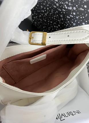 Женская брендовая кожаная молочная сумочка светлый беж известный бренд жіноча розкішна сумка4 фото