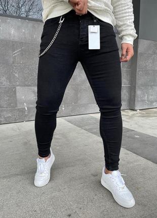 Мужские черные джинсы зауженные укороченные2 фото