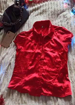 Атласна блуза рукав "ліхтарик"