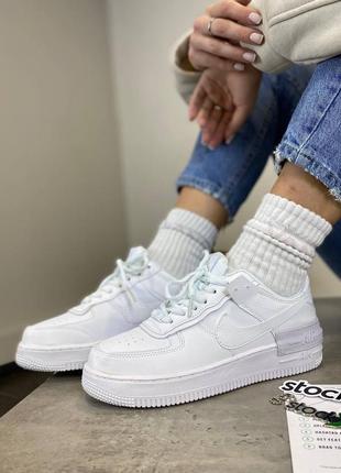 Nike air force 1 shadow white grey женские кроссовки найк аир форс