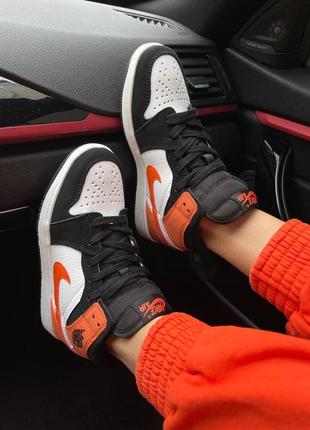 Nike air jordan 1 retro « orange patent swoosh » женские кроссовки найк аир джордан5 фото