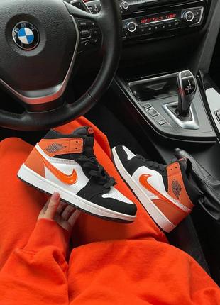 Nike air jordan 1 retro « orange patent swoosh » женские кроссовки найк аир джордан4 фото