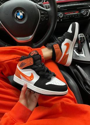 Nike air jordan 1 retro « orange patent swoosh » женские кроссовки найк аир джордан9 фото