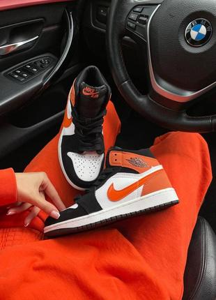 Nike air jordan 1 retro « orange patent swoosh » женские кроссовки найк аир джордан6 фото