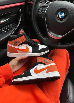 Nike air jordan 1 retro « orange patent swoosh » женские кроссовки найк аир джордан7 фото