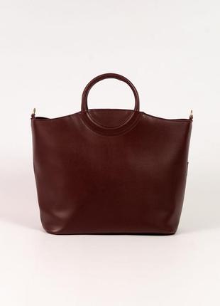 Бордовая женская сумка с круглыми ручками, жіноча сумочка бордова