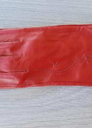 Женские демисезонные кожаные перчатки vicini (красные)