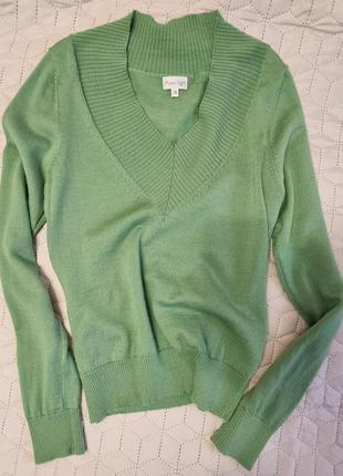 Шерстяной свитер серо зеленого цвета 100% шерсть lambswool