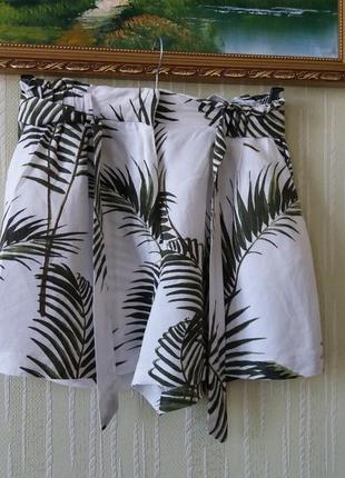 H&m короткие льняные шорты свободного кроя с защипами и поясом на талии 55%лен льна2 фото