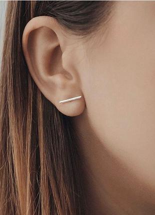 Сережки срібло 925 палички гвоздики мінімалізм 2443 имп 20496