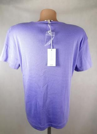 Фиолетовая футболка с декольте расшитая бисером паетками котон3 фото