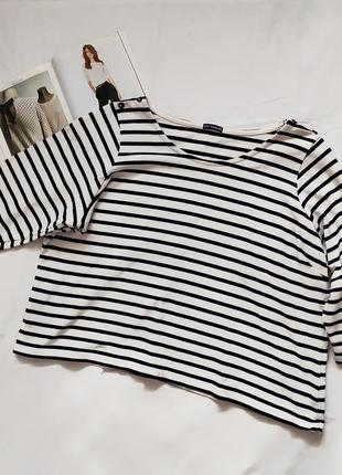 Смугастий лонгслив з рукавом 3/4 marks&spencer. самий зручний повсякденний варіант.