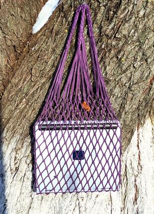 Фиолетовая прочная сумка авоська из шнура со стрейч эффектом ecogg6 фото