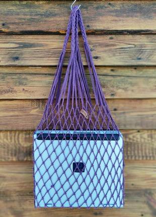 Фиолетовая прочная сумка авоська из шнура со стрейч эффектом ecogg