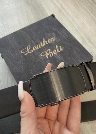 Ремень пояс мужественный кожаный автомат чёрный / ремень пояс мужской кожа