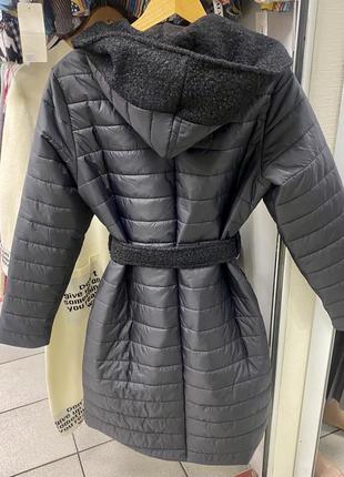 Пальто чёрное стеганое женское пальто итальянское пальто жіноче італійське2 фото