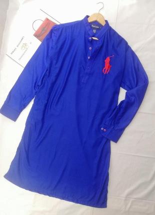 Платье рубашка синее ralph lauren с карманами1 фото