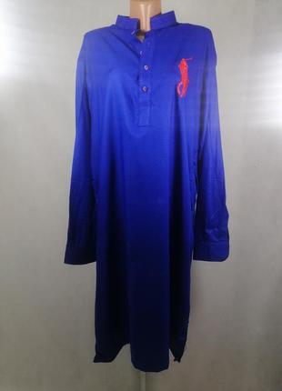 Платье рубашка синее ralph lauren с карманами3 фото