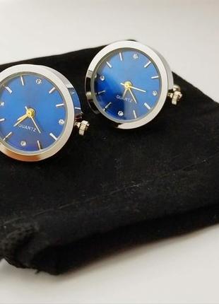 Запонки часы quartz кварцевые серебристые мужские женские часи годинник круглые цыферблат циферблат3 фото
