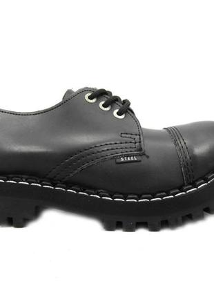 Туфлі steel 101/102 black leather чорні залізний носок платформа стіли залізо металевий стакан шкіра4 фото