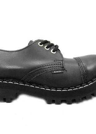 Супер на дождь туфли ботинки 3 люверса steel 101/102 black leather платформа стилы железо метал кожа 4