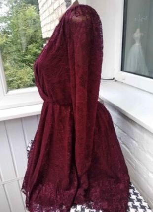 Бордовое кружевное платье new look3 фото